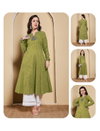 Green Colour Printed Cotton Best Kurtis Wholesale Shop In Surat FAR0121
